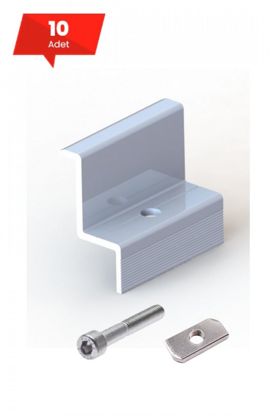 Güneş Paneli Kenar Tutucu - H:40mm (Civata + Somun) - 10 Adet Güneş Paneli Kenar Tutucu - H:40mm (Civata + Somun) - 10 Adet
