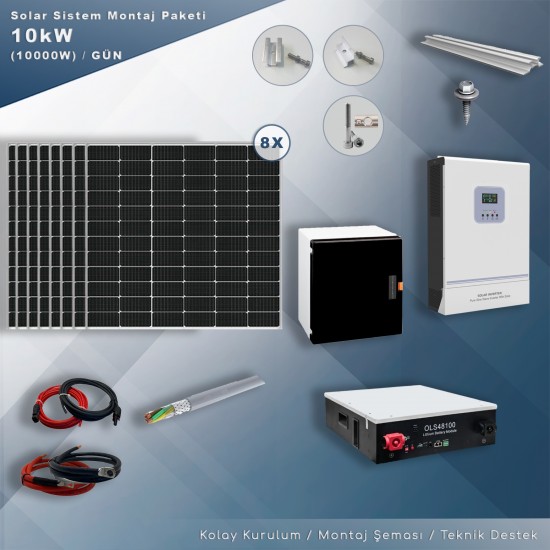 MATECH 10 kW Solar Paket Sistem (10000W/Gün) MATECH 10 kW Solar Paket Sistem (10000W/Gün)