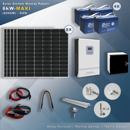 MATECH 6 kW MAXI Solar Paket Sistem (6000W/Gün) MATECH 6 kW MAXI Solar Paket Sistem (6000W/Gün)