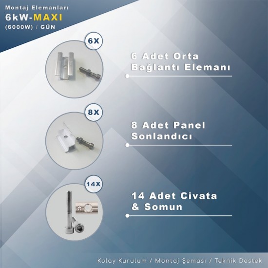 MATECH 6 kW MAXI Solar Paket Sistem (6000W/Gün) MATECH 6 kW MAXI Solar Paket Sistem (6000W/Gün)
