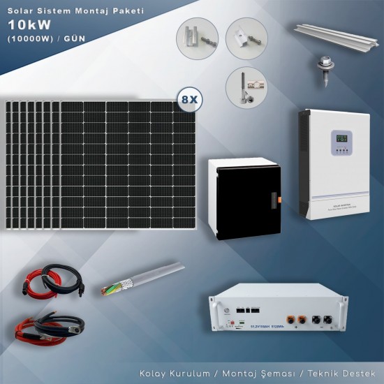 MATECH 10 kW Solar Paket Sistem (10000W/Gün)