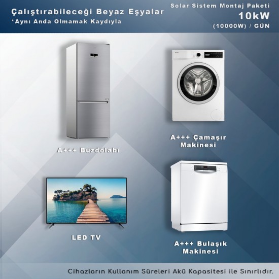 MATECH 10 kW Solar Paket Sistem (10000W/Gün) MATECH 10 kW Solar Paket Sistem (10000W/Gün)