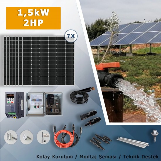 2HP-1,5KW Monofaz 230V Pompa İçin Solar Sulama Paketi