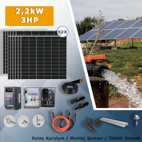 3HP-2,2KW Monofaz 230V Pompa İçin Solar Sulama Paketi