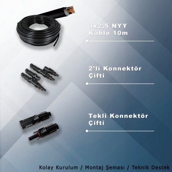 3HP-2,2KW Monofaz 230V Pompa İçin Solar Sulama Paketi