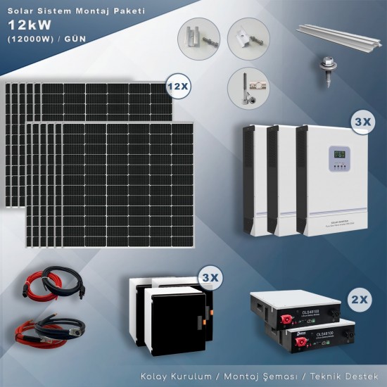 Trifaze Off Grid Paket Sistem (12 kW/ Gün ) Trifaze Off Grid Paket Sistem (12 kW/ Gün )