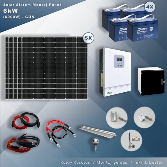 MATECH 6 kW Solar Paket Sistem (6000W/Gün) MATECH 6 kW Solar Paket Sistem (6000W/Gün)