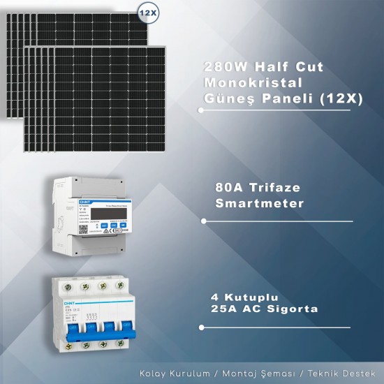 5kW Trifaze Hibrit Depolamalı Paket Sistem 5kW Trifaze Hibrit Depolamalı Paket Sistem