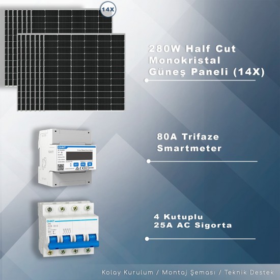 8KW Trifaze Hibrit Depolamalı Paket Sistem 8KW Trifaze Hibrit Depolamalı Paket Sistem