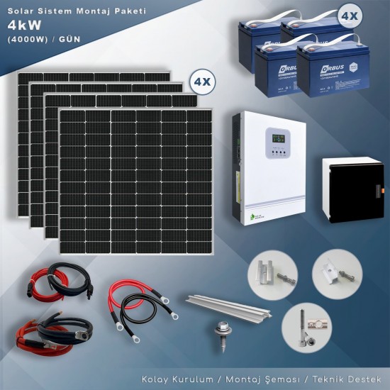 MATECH 4 kW Solar Paket Sistem (4000W/Gün)