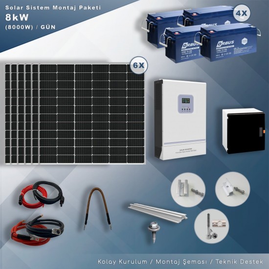 MATECH 8 kW Solar Paket Sistem (8000W/Gün) MATECH 8 kW Solar Paket Sistem (8000W/Gün)