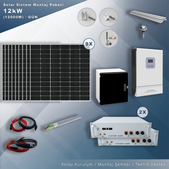 MATECH 12 kW Solar Paket Sistem (12000W/Gün)