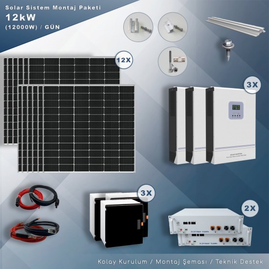 Trifaze Off Grid Paket Sistem  (12 kW/ Gün )
