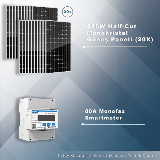 10KW Monofaz Hibrit Depolamalı Paket Sistem