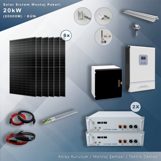 MATECH 20 kW Solar Paket Sistem (20000W/Gün)