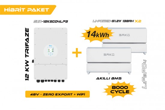 12KW On-Grid Hibrit Trifaz Paketi LV (48V) 12KW On-Grid Hibrit Trifaz Paketi LV (48V)