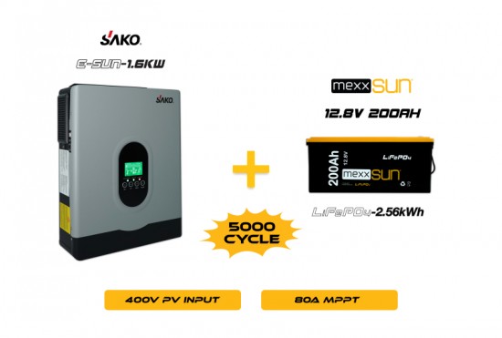 E-Sun 1.6KW Inverter + 12.8V 200Ah Lityum Akü Off-Grid Hibrit Paketi E-Sun 1.6KW Inverter + 12.8V 200Ah Lityum Akü Off-Grid Hibrit Paketi