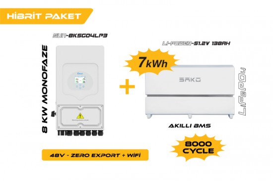 8KW On-Grid Hibrit Monofaz Paketi LV (48V) 8KW On-Grid Hibrit Monofaz Paketi LV (48V)