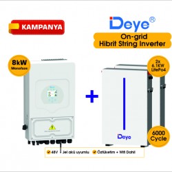 DEYE 8 KW On-Grid Hibrit Monofaze Paketi LV (48V)
