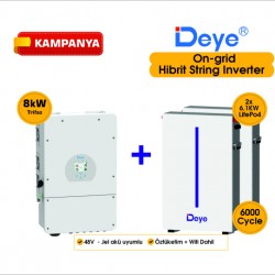 DEYE 8 KW On-Grid Hibrit Trifaz Paketi LV (48V)