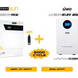 Mexx 11KW Inverter + Li-sun 51.2V 200Ah Lityum Akü Off-Grid Hibrit Paketi