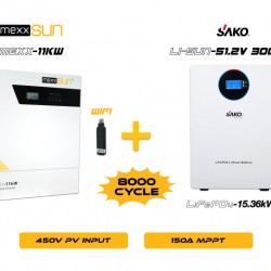 Mexx 11KW Inverter + Li-sun 51.2V 300Ah Lityum Akü Off-Grid Hibrit Paketi