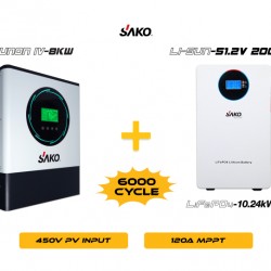 Sunon-IV 8KW Inverter + Li-sun 51.2V 200Ah Lityum Akü Off-Grid Hibrit Paketi