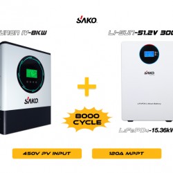 Sunon-IV 8KW Inverter + Li-sun 51.2V 300Ah Lityum Akü Off-Grid Hibrit Paketi